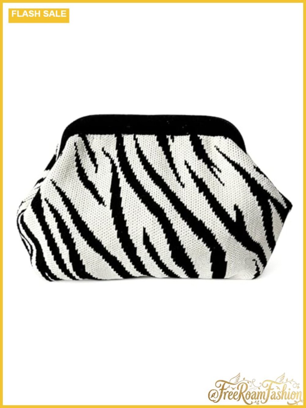 Knit Crochet Striped Clutch with Detachable Strap Evening Bag